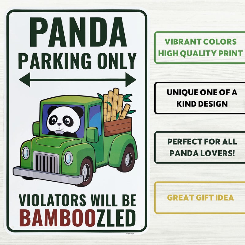 Venicor Panda Sign - 9 x 14 Inches - Aluminum - Panda Gifts for Girls Women - Panda Bear Room Decor Wall Art Stickers Stuff - Image 3